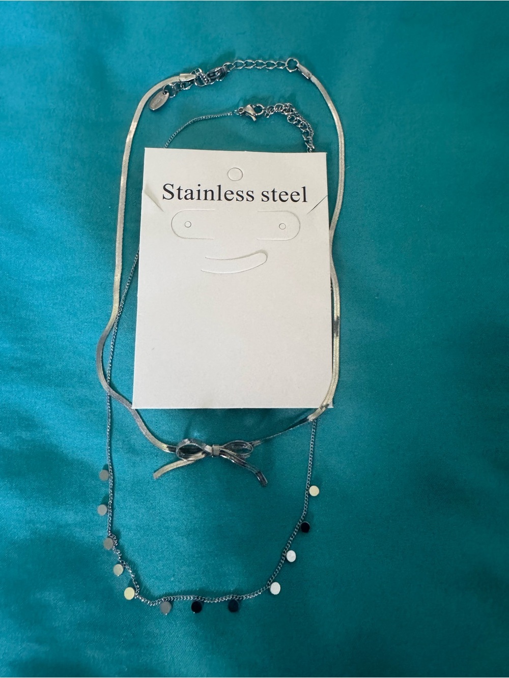 Stainless Steel Silver Layered Necklace Set